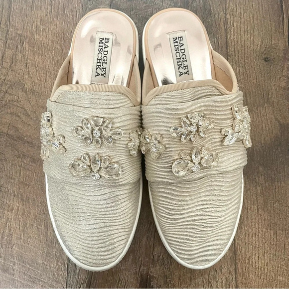 Badgley Mischka Seline  Embellished Slip On Sneakers Mule - Picture 4 of 6